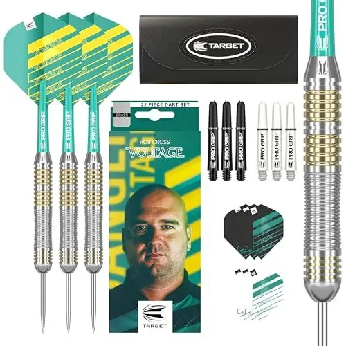 Produktbild: Ziel Darts Rob Cross 22G Messing Stahlspitze Darts Set - Spannung Dart Set, Rob Cross Player Edition, komplette Stahlspitze Darts Kit, Lagerung Wallet enthalten