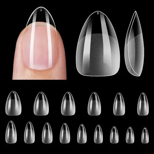Produktbild: ZIFUTON Kurze Almond Nagelspitzen - Weiche Gelspitzen Tips Für Gelnägel 450 Stück, Künstliche Nägel Kurze Almond Press on Nails Short, Full Cover Nail Tips Für Nagelstudios Starter Diy-15 Größen