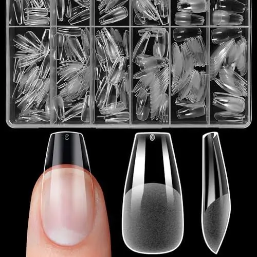 Produktbild: ZIFUTON Nagel tips Durchsichtig Ballerina - Weiche Gelspitzen Tips Für Gelnägel Coffin 504 Stück, Künstliche, Full Cover Nail Tips Clear -10 Größen