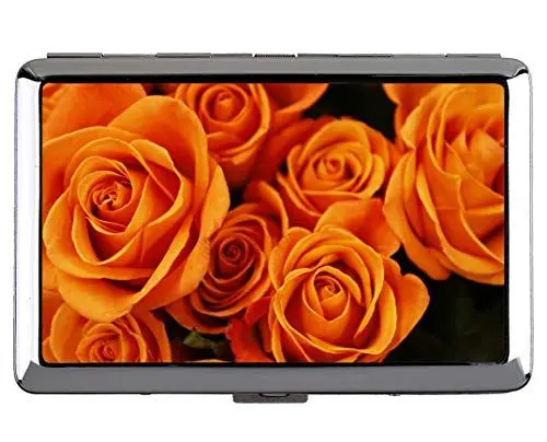 Produktbild: Zigarettenetui King Size, Orange Flower Rose Flower Edelstahl-Kartenhalter