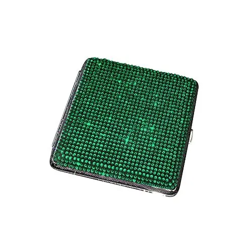 Produktbild: Zigarettenetui Klein Metall,MoreChioce Luxuriös Damen Glitzer Zigarettenetui 20 Zigaretten Edelstahl Auto Strass Zigarettenbox Wasserdichte Zigarettenhülle Zigarettenkasten Zigarettencase,Grün