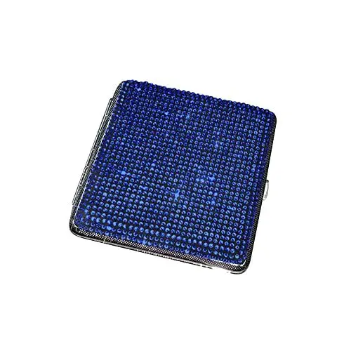 Produktbild: Zigarettenetui Klein Metall,MoreChioce Luxuriös Damen Glitzer Zigarettenetui 20 Zigaretten Edelstahl Auto Strass Zigarettenbox Wasserdichte Zigarettenhülle Zigarettenkasten Zigarettencase,Blau