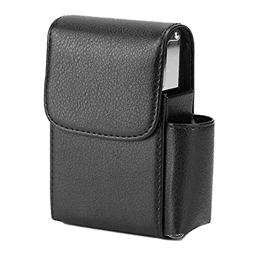 Produktbild: Zigarettenorganizer Etui Litschi Muster PU Leder Zigarettenbox mit Feuerzeughalter Tragbare Zigarettenbox für Damen und Herren