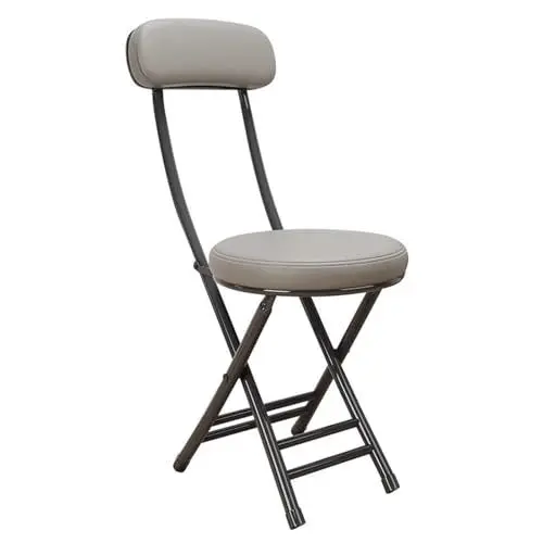 Produktbild: ZIHQRgE Klappstuhl mit Rückenlehne, 47 cm Tragbarer Küchenstuhl, Klappbarer Esszimmerstuhl mit Gepolstertem Sitz, Metallrahmen, 60kg Belastbar(Gray)