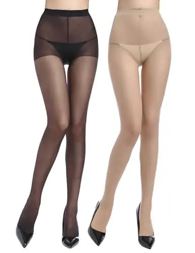 Produktbild: ZIHUA 2 Paar Laufmaschenfeste Transparente Schwarze Strumpfhose Damen(Schwarz+Hautfarbe,S)