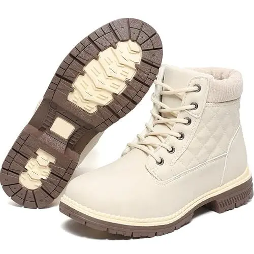 Produktbild: ziitop Winterschuhe Damen Schneestiefel Damen Kurzschaft Stiefel Wasserdicht Warm Gefüttert Winterstiefel Bequem rutschfeste Winterstiefel Outdoor Schuhe (Beige 38EU)