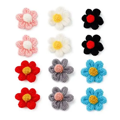 Produktbild: ZIJANG 12 Stück Polyester Blumen für Haare, 6 Paar 6 Farben Blume Haarschmuck, Je 1g Haarschmuck Blumen, Ansteckblume, zum Verzieren von Teilen Kleidung, Schuhen, Handyhülle, Haarschmuck