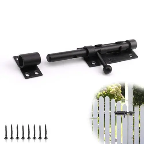 Produktbild: ZIJANG Tür Riegel, Türriegel Edelstahl 304, Türriegel Schwarz mit Schrauben, Fester Stift, Schwarzes Außentürschloss, Anti Diebstahl, für Alle Arten von Türschlössern