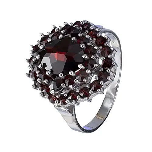 Produktbild: ZIKLARS Böhmischer Granat Sterlingsilber abgestufter Ring für Erwachsene - Größe 19