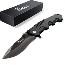 Produktbild: ZIMAIC Klappmesser, Taschenmesser, Einhandmesser, Outdoor Messer mit Mattschwarz Edelstahlklinge & Aluminiumgehäuse, für Arbeit Wandern Camping (Black)