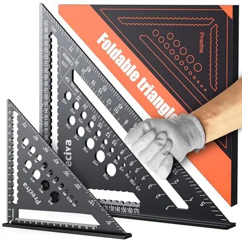 Produktbild: Zimmermannswinkel Set, Multifunktional Anschlagwinkel Metall Aluminium Lineal Winkelführung 18cm+30cm Schreinerwinkel Tischlerwinkel Winkelmesser Winkel 45 und 90 Grad Winkel, Streichmaß