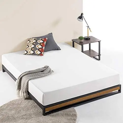 Produktbild: Zinus Suzanne Bett 180x200 cm - Höhe 15 cm - Bambus und Metall Plattform Bettgestell mit Holzlattenrost - Braun und Schwarz