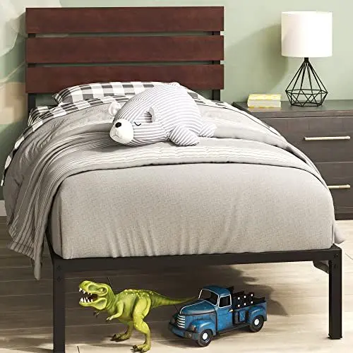 Produktbild: Zinus Figari 31 cm nachhaltiges Bettgestell für Plattformbett aus Metall und Bambus mit Kopfteil aus Stahl 80 x 190 cm