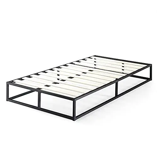 Produktbild: Zinus Joseph Bett 100x200 cm - Höhe 25 cm mit Stauraum unter dem Bett - Metall-Plattform-Bettgestell mit Holzlattenrost - Schwarz