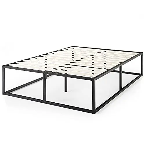 Produktbild: Zinus Joseph Bett 180x200 cm - Höhe 46 cm mit Stauraum unter dem Bett - Metall-Plattformbettrahmen mit Holzlattenrost - Schwarz
