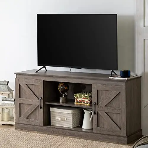 Produktbild: Zinus Wade TV Schrank - TV Schrank 147x67x40 cm - Möbel mit Aufbewahrungsschrank - Design im Landhausstil - Grau