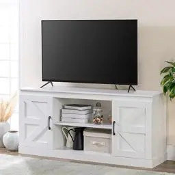Produktbild: Zinus Wade TV Schrank - TV Schrank 147x67x40 cm - Möbel mit Aufbewahrungsschrank - Weiß