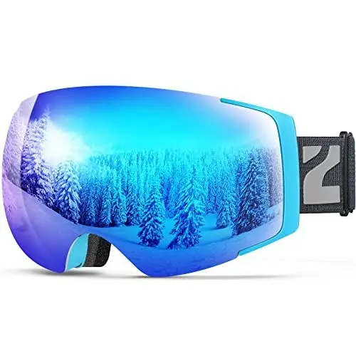 Produktbild: ZIONOR Lagopus X4 Skibrille Verspiegelt Snowboard Brille Magnet Zweilagiges Objektiv Kugelförmiges Design Anti-Fog UV-Schutz Anti-Rutsch-Gurt Schneebrille für Herren Damen