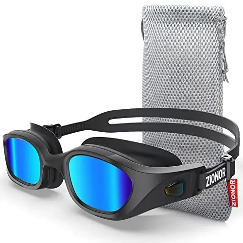 Produktbild: ZIONOR Schwimmbrille, Schwimmbrille Erwachsene G10 Antifog Spray Schwimmbrille mit UV-Schutz,Wasserdicht Professionelle Schwimmbrille für Herren Damen Junioren (G10-AllBlack-Blau)