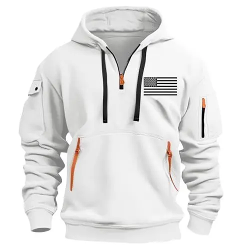 Produktbild: KONG JIMFAN Winterjacke Herren Pullover Herren Sweatshirt 2024 Winter Thermoshirt Rollkragenpullover Langarmshirts Sweater Weich Oberteile Freizeit Hoodie Weihnachtspullover Herren(#E White,XXL)