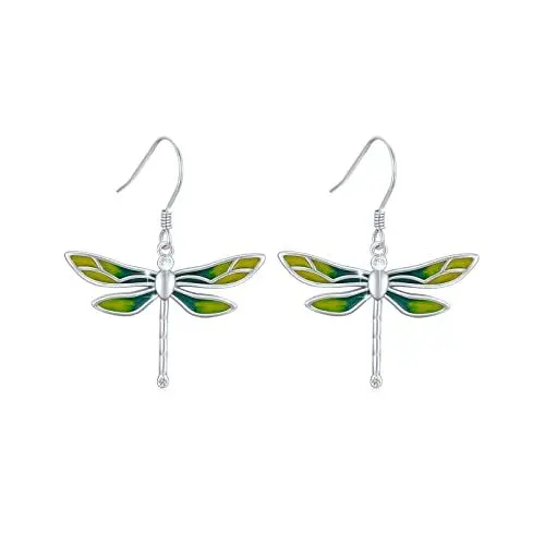 Produktbild: Libellen Ohrringe 925 Sterling Silber Libellen Hängende Ohrringe Libellen Schmuck Libelle Glücks Damen Ohrringe Schmuck Geschenke für Frauen und Mädchen
