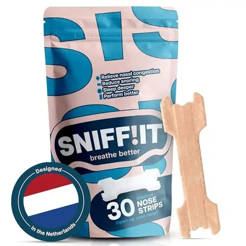 Produktbild: Sniffit Nasenstreifen gegen Schnarchen - 30 Stück Anti Schnarchen Nasenpflaster für einfacheres Atmen durch die Nase - Nose strips für erholsamen Schlaf & mehr Energie - Nasenpflaster Besser Atmen