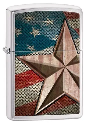 Produktbild: Zippo 4000423-SSI Retro Star Feuerzeug, Metall, Edelstahloptik, Regular
