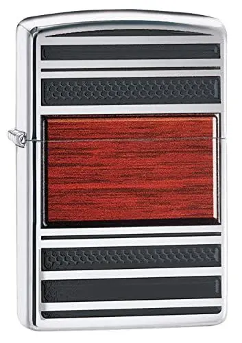 Produktbild: Zippo Feuerzeug 60001313 Steel und Wood Benzinfeuerzeug, Messing, Edelstahloptik, 1 x 3,5 x 5,5 cm