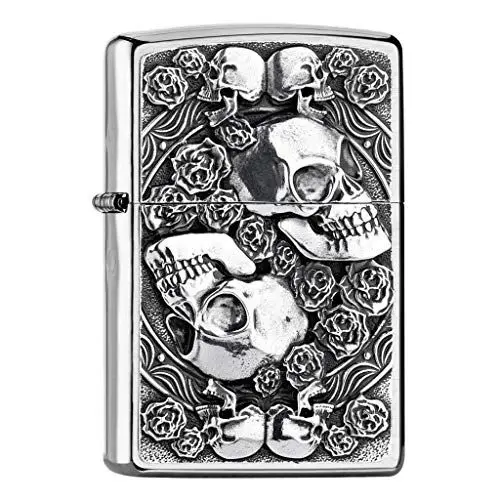 Produktbild: Zippo Feuerzeug Skull and Roses ROSES-200-Zippo Collection 2019-2005891-49,95 €, Chrome, Silber, smal