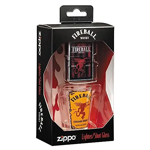 Produktbild: ZIPPO - 207 Fireball Ltr & Shot Glass Combo, Street Chrome - Sturmfeuerzeug, befüllbar, in hochwertiger Geschenkbox
