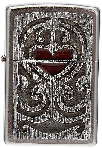 Produktbild: Zippo PL Wood Carving Heart Emblem Feuerzeug, Chrom, silber, 6 x 3.8 x 1.8 cm