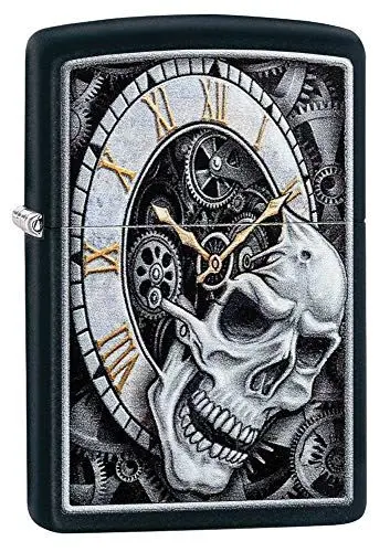 Produktbild: Zippo Unisex Sturmfeuerzeug Totenkopf-Uhr, Schwarz, regulär, 29854, Regular