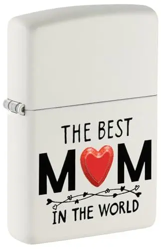 Produktbild: Zippo Sturmfeuerzeug - Modell Best Mom - White Matte Finish mit Textuer Print - Nachfüllbar - Wiederverwendbar - Windfestes Design - Geschenkbox - Made in USA