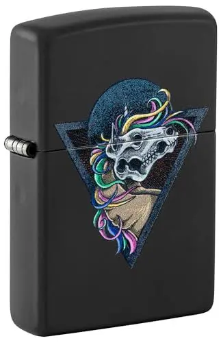 Produktbild: Zippo Sturmfeuerzeug - Horse Skull - Black Matte Finish, Black Light Effekt - Nachfüllbar - Wiederverwendbar - Windfestes Design - Geschenkbox - Made in USA