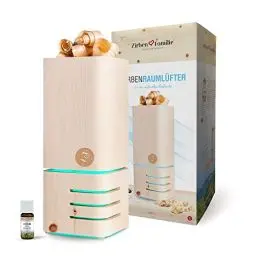 Produktbild: Zirben Familie® ZirbenRaumlüfter | Zirbenholz Aroma Diffuser mit LED-Beleuchtung | Luftbefeuchter für ätherische Öle | einzigartiger Zirbenduft