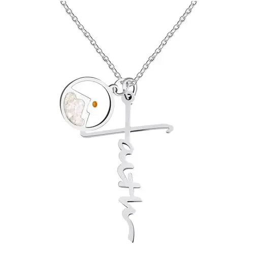 Produktbild: Zircobic Senfkörner-Halskette – Glaube-religiöser Anhänger-Halskette mit Kreuz, von Bergen inspirierte Glaubens-Halskette, Jesus, inspirierender Schmuck für Frauen