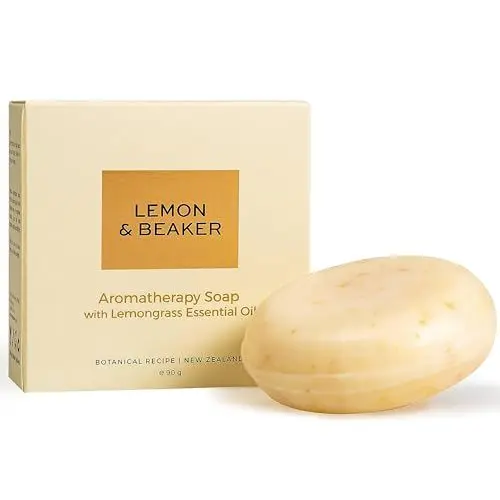 Produktbild: Zitronengras-Luxusseife – Vegan, tierversuchsfrei mit Zitronenschalen- und Zitronengrasölen – Tiefenreinigendes, aufhellendes Aromatherapie-Seifenstück für Frauen