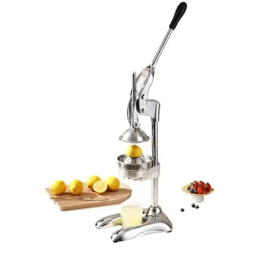 Produktbild: Zitronenpresse Saftpresse manuell Orangenpresse Hand Entsafter professionelle Fruchtpresse Zitruspresse Orangensaft Limettenpresse aus Edelstahl mit Hebel, Handpresse für 25% mehr Saft