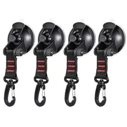 Produktbild: ZITUZY 4 Stücke Saugnapf Camping Set, Camping Saugnäpfe mit Haken Extra Stark, Saugnapf Anker mit Befestigung, für Zuhause, Camping, Auto, Vorzelt (Schwarz Rot)