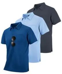 Produktbild: zitysport 3er Pack Poloshirts Herren Kurzarm Golf Polohemd Schnelltrocknend Atmungsaktives Herren Regular Fit Shirts Work Polo Shirts Männer Sommer Sport Tshirt Männer(Grau Hellblau Blau M)