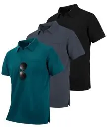 Produktbild: zitysport 3er Pack Poloshirts Herren Kurzarm Golf Polohemd Schnelltrocknend Atmungsaktives Herren Regular Fit Shirts Work Polo Shirts Männer Sommer Sport Tshirt Männer(Schwarz Grau Türkis L)