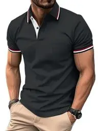 Produktbild: zitysport Poloshirt Herren Kurzarm Shirt Atmungsaktives Golf Polo Shirt Männer Sommer Shirts Sport Basic Slim Fit Tshirt mit Brusttasche Polohemd(Dunkelgrau-XL)