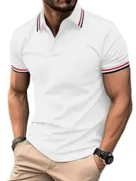 Produktbild: zitysport Poloshirt Herren Kurzarm Shirt Atmungsaktives Golf Polo Shirt Männer Sommer Shirts Sport Basic Slim Fit Tshirt mit Brusttasche Polohemd(Weiß-XL)