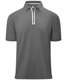 Produktbild: zitysport Poloshirt Herren mit Zipper Kurzarm Basic Polo Hemd Schnelltrocknend Golf T-Shirts Sport Atmungsaktiv Outdoor mit Reißverschluss Shirt Männer Casual Poloshirt(Dunkelgrau-L)