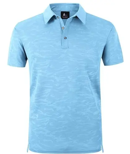 Produktbild: zitysport Poloshirt Kurzarm Herren Regular Fit Golf Shirt Schnelltrocknen Atmungsaktives Polohemd Herren Knitterfrei Outdoor Shirt Männer Sport Polo T-Shirts(Mondblau-M)