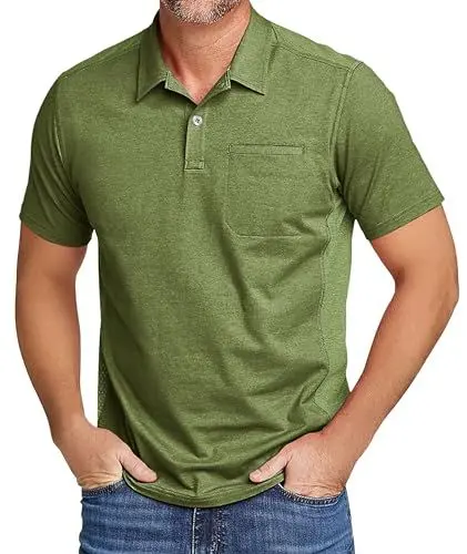 Produktbild: zitysport Poloshirt Kurzarm Herren Regular Fit Golf Shirt Schnelltrocknen Atmungsaktives Polohemd Herren Knitterfrei Outdoor Shirt Männer Sport Polo T-Shirts mit Brusttasche(Armeegrün-XL)