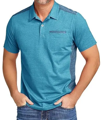 Produktbild: zitysport Poloshirt Kurzarm Herren Regular Fit Golf Shirt Schnelltrocknen Atmungsaktives Polohemd Herren Knitterfrei Outdoor Shirt Männer Sport Polo T-Shirts mit Brusttasche(Grüner See-3XL)