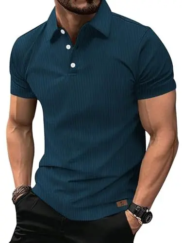 Produktbild: zitysport Poloshirts Herren Kurzarm Golf Funktions Polohemd Atmungsaktives Shirt Herren Basic Tshirt Männer Work Polo Hemden Sommer Sport Hemd Männer(Türkis L)