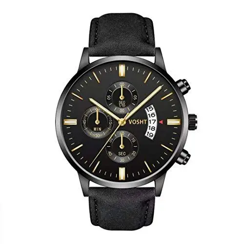 Produktbild: Ziyan Herren Armbanduhr Braun Schwarz Weiß Fashion Männer Quarz Luxus Business, Lederband Quarz-Armbanduhr (Nr.12)