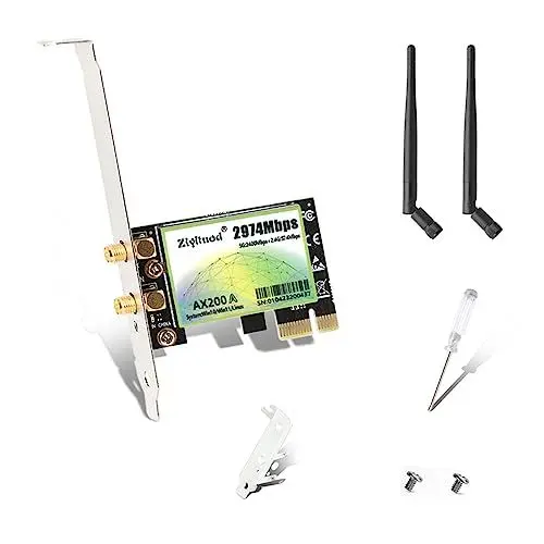Produktbild: Ziyituod PCI-E WiFi Karte AX200A für PC, Intel Chip AX200, Dual Band Wireless(2.4G/5G), Unterstützung Win10/11(64bit) etc,NO Bluetooth